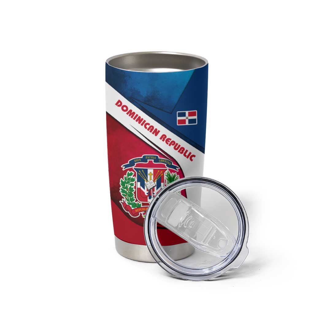 Dominican Republic Flag Tumbler Cup with Map National Coat of Arms Island Silhouette - Wonder Print Shop
