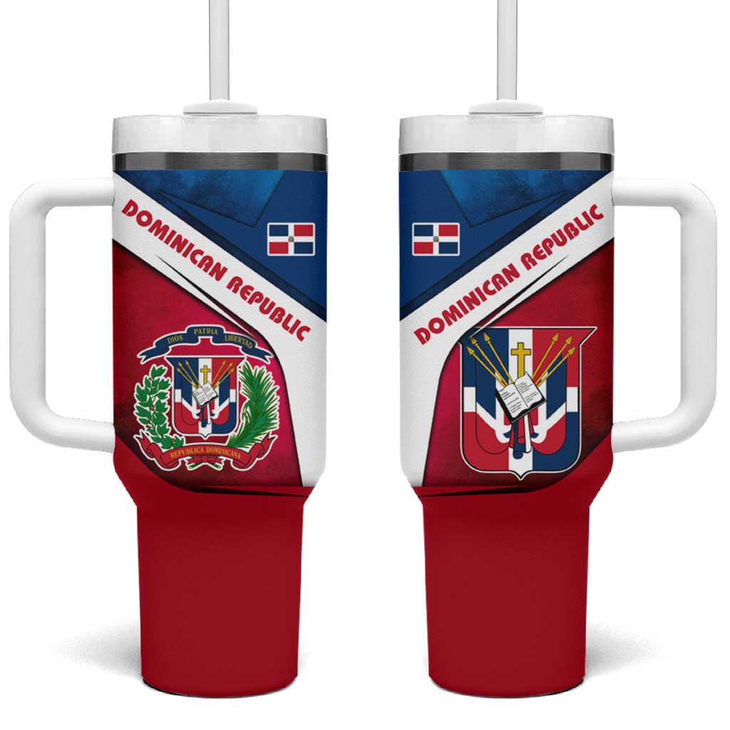 Dominican Republic Flag Tumbler With Handle with Map National Coat of Arms Island Silhouette - Wonder Print Shop