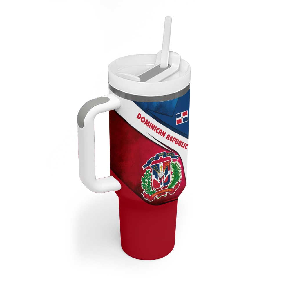 Dominican Republic Flag Tumbler With Handle with Map National Coat of Arms Island Silhouette - Wonder Print Shop