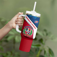 Dominican Republic Flag Tumbler With Handle with Map National Coat of Arms Island Silhouette - Wonder Print Shop