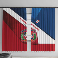 Dominican Republic Flag Window Curtain with Map National Coat of Arms Island Silhouette - Wonder Print Shop