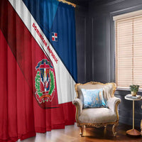 Dominican Republic Flag Window Curtain with Map National Coat of Arms Island Silhouette - Wonder Print Shop