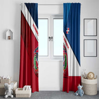 Dominican Republic Flag Window Curtain with Map National Coat of Arms Island Silhouette - Wonder Print Shop