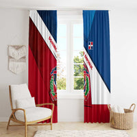 Dominican Republic Flag Window Curtain with Map National Coat of Arms Island Silhouette - Wonder Print Shop