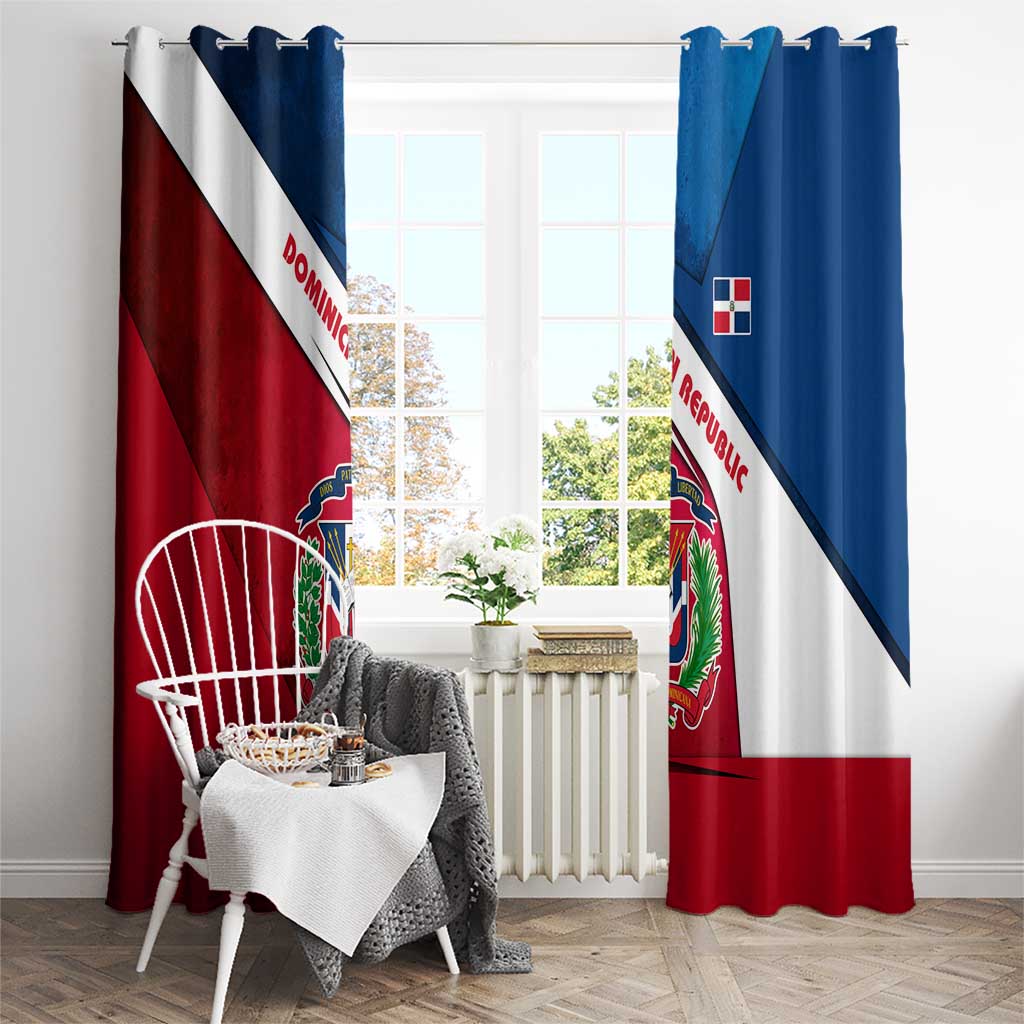 Dominican Republic Flag Window Curtain with Map National Coat of Arms Island Silhouette - Wonder Print Shop