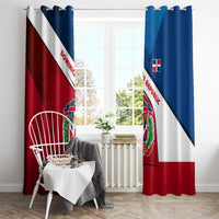 Dominican Republic Flag Window Curtain with Map National Coat of Arms Island Silhouette - Wonder Print Shop