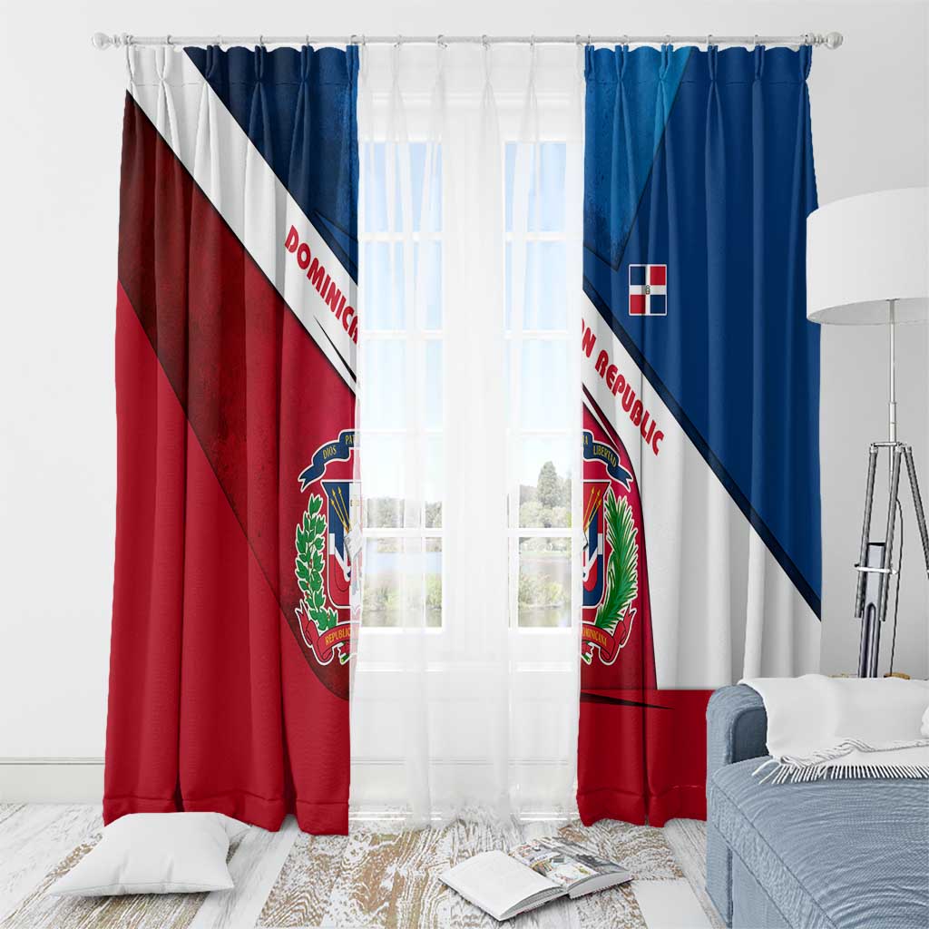 Dominican Republic Flag Window Curtain with Map National Coat of Arms Island Silhouette - Wonder Print Shop