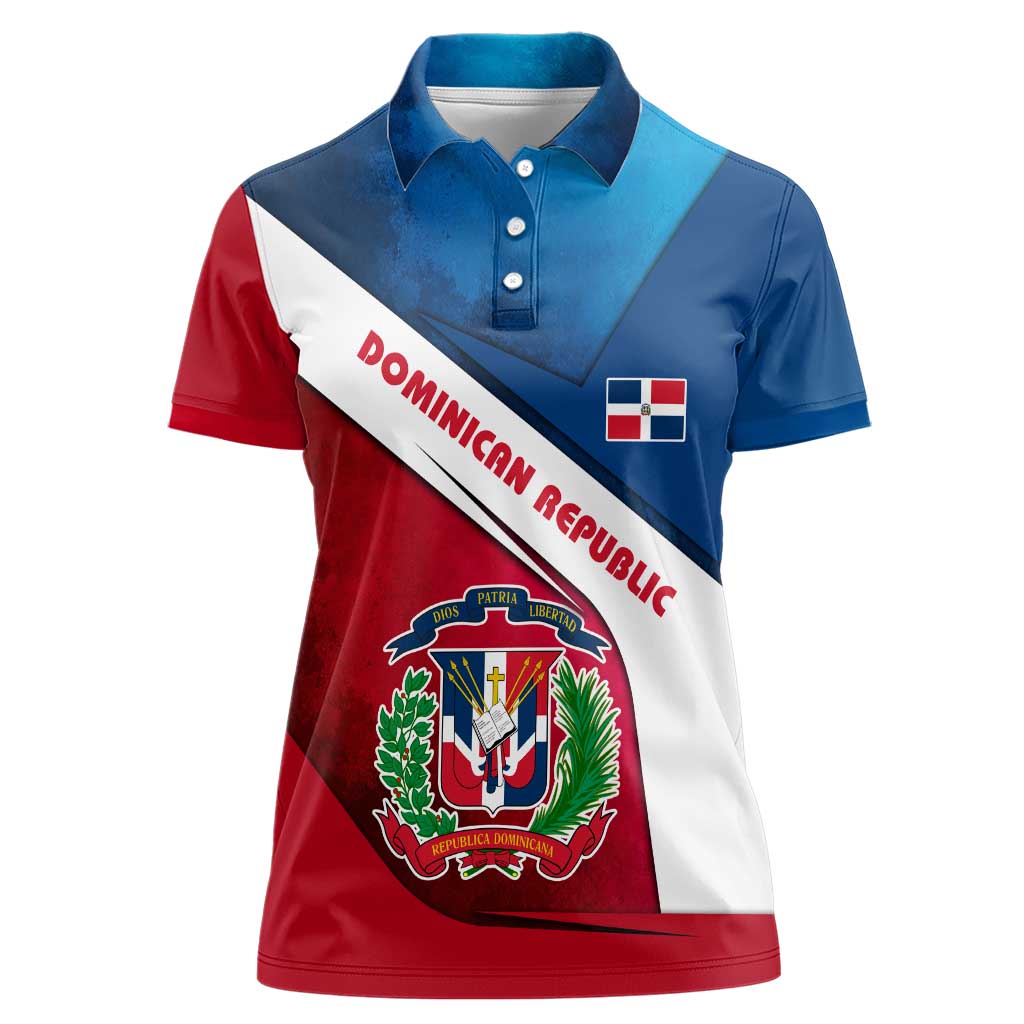 Dominican Republic Flag Women Polo Shirt with Map National Coat of Arms Island Silhouette - Wonder Print Shop