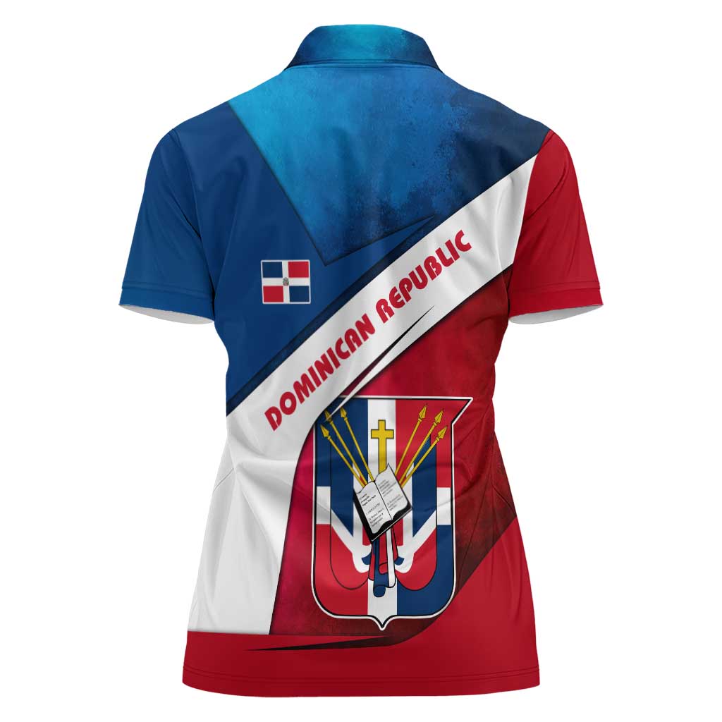 Dominican Republic Flag Women Polo Shirt with Map National Coat of Arms Island Silhouette - Wonder Print Shop