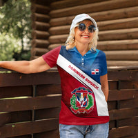 Dominican Republic Flag Women Polo Shirt with Map National Coat of Arms Island Silhouette - Wonder Print Shop