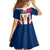 Dominican Republic Flag Family Matching Off The Shoulder Long Sleeve Dress and Hawaiian Shirt with Cross and Floral Design Red Blue Pattern - Wonder Print Shop
