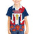 Dominican Republic Flag Family Matching Off Shoulder Maxi Dress and Hawaiian Shirt with Cross and Floral Design Red Blue Pattern - Wonder Print Shop