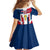 Dominican Republic Flag Family Matching Off Shoulder Short Dress and Hawaiian Shirt with Cross and Floral Design Red Blue Pattern - Wonder Print Shop