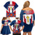 Dominican Republic Flag Family Matching Off Shoulder Short Dress and Hawaiian Shirt with Cross and Floral Design Red Blue Pattern - Wonder Print Shop