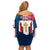 Dominican Republic Flag Family Matching Off Shoulder Short Dress and Hawaiian Shirt with Cross and Floral Design Red Blue Pattern - Wonder Print Shop