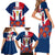 Dominican Republic Flag Family Matching Short Sleeve Bodycon Dress and Hawaiian Shirt with Cross and Floral Design Red Blue Pattern - Wonder Print Shop