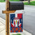 Dominican Republic Flag Garden Flag with Cross and Floral Design Red Blue Pattern - Wonder Print Shop