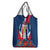 Dominican Republic Flag Grocery Bag with Cross and Floral Design Red Blue Pattern - Wonder Print Shop
