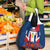 Dominican Republic Flag Grocery Bag with Cross and Floral Design Red Blue Pattern - Wonder Print Shop
