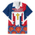 Dominican Republic Flag Hawaiian Shirt with Cross and Floral Design Red Blue Pattern - Wonder Print Shop