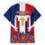 Dominican Republic Flag Hawaiian Shirt with Cross and Floral Design Red Blue Pattern - Wonder Print Shop