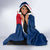 Dominican Republic Flag Hooded Blanket with Cross and Floral Design Red Blue Pattern - Wonder Print Shop