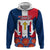 Dominican Republic Flag Hoodie with Cross and Floral Design Red Blue Pattern - Wonder Print Shop