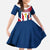 Dominican Republic Flag Kid Short Sleeve Dress with Cross and Floral Design Red Blue Pattern - Wonder Print Shop