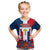 Dominican Republic Flag Kid T Shirt with Cross and Floral Design Red Blue Pattern - Wonder Print Shop
