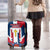 Dominican Republic Flag Luggage Cover with Cross and Floral Design Red Blue Pattern - Wonder Print Shop