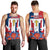 Dominican Republic Flag Men Tank Top with Cross and Floral Design Red Blue Pattern - Wonder Print Shop