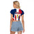 Dominican Republic Flag Raglan Cropped T Shirt with Cross and Floral Design Red Blue Pattern - Wonder Print Shop