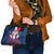 Dominican Republic Flag Shoulder Handbag with Cross and Floral Design Red Blue Pattern - Wonder Print Shop