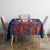 Dominican Republic Flag Tablecloth with Cross and Floral Design Red Blue Pattern - Wonder Print Shop