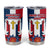 Dominican Republic Flag Tumbler Cup with Cross and Floral Design Red Blue Pattern - Wonder Print Shop