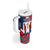 Dominican Republic Flag Tumbler With Handle with Cross and Floral Design Red Blue Pattern - Wonder Print Shop