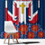 Dominican Republic Flag Window Curtain with Cross and Floral Design Red Blue Pattern - Wonder Print Shop