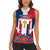 Dominican Republic Flag Women Sleeveless Polo Shirt with Cross and Floral Design Red Blue Pattern - Wonder Print Shop