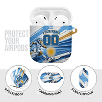 Personalized Argentina Football Champions AirPods Case Sun Of May Lion Mascot - Style of King