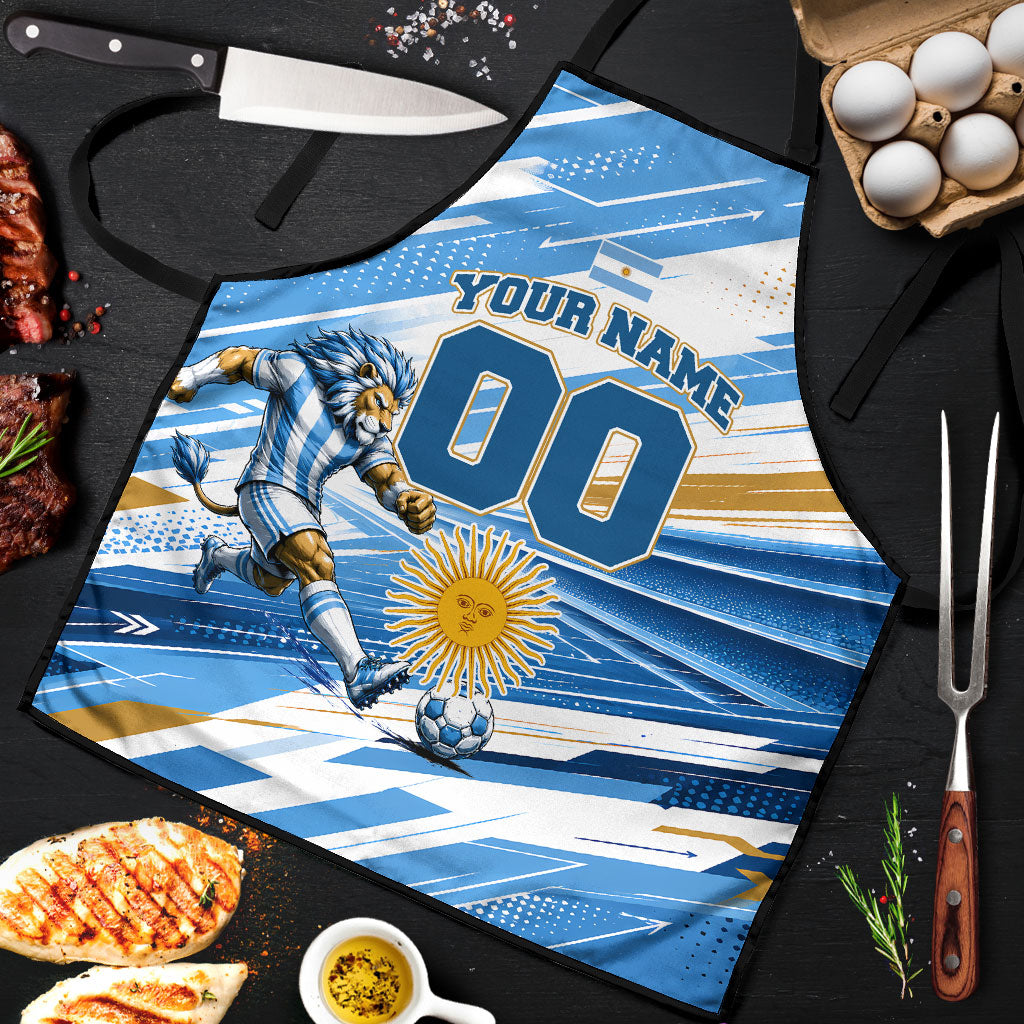 Personalized Argentina Football Champions Apron Sun Of May Lion Mascot - Style of King