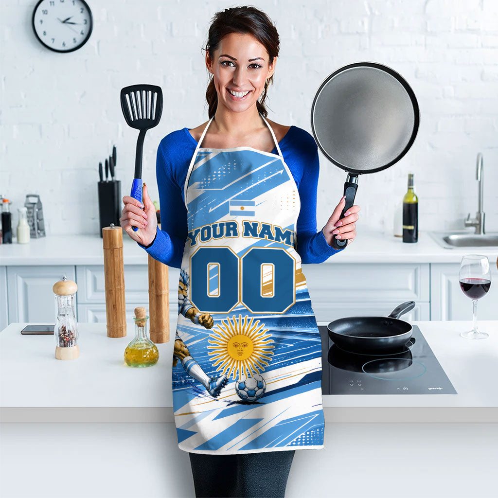Personalized Argentina Football Champions Apron Sun Of May Lion Mascot - Style of King