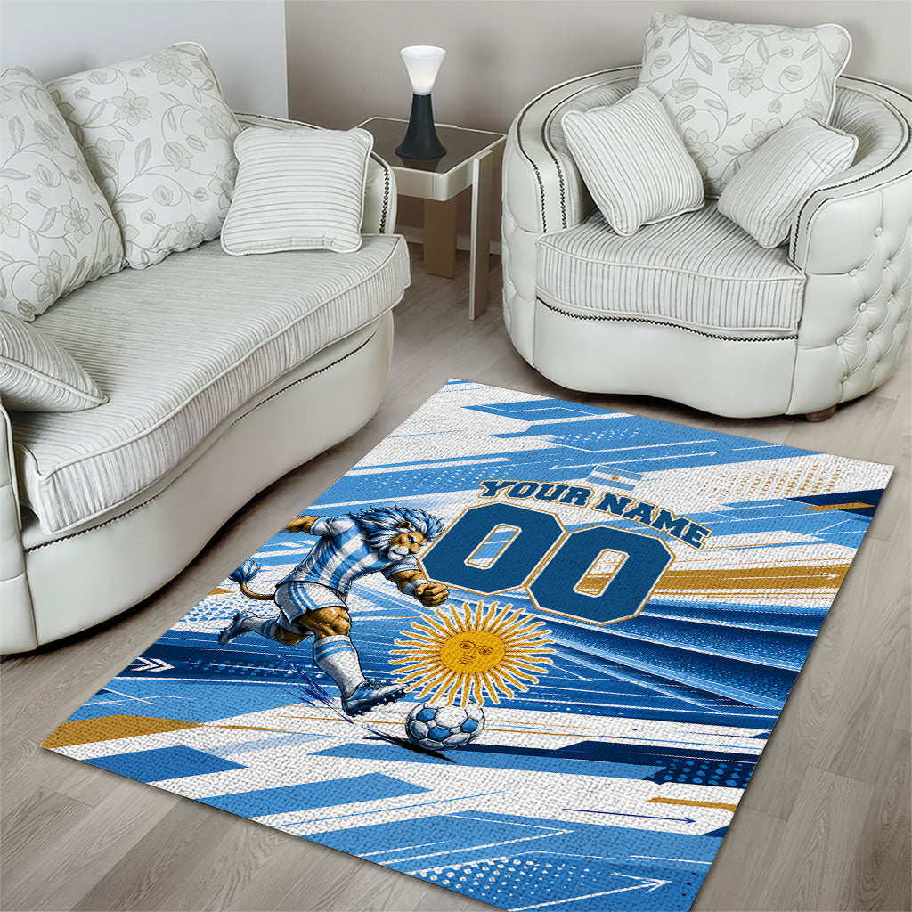 Personalized Argentina Football Champions Area Rug Sun Of May Lion Mascot - Style of King