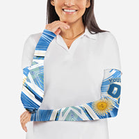 Personalized Argentina Football Champions Arm Sleeves Sun Of May Lion Mascot - Style of King