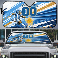 Personalized Argentina Football Champions Auto Sun Shade Sun Of May Lion Mascot - Style of King