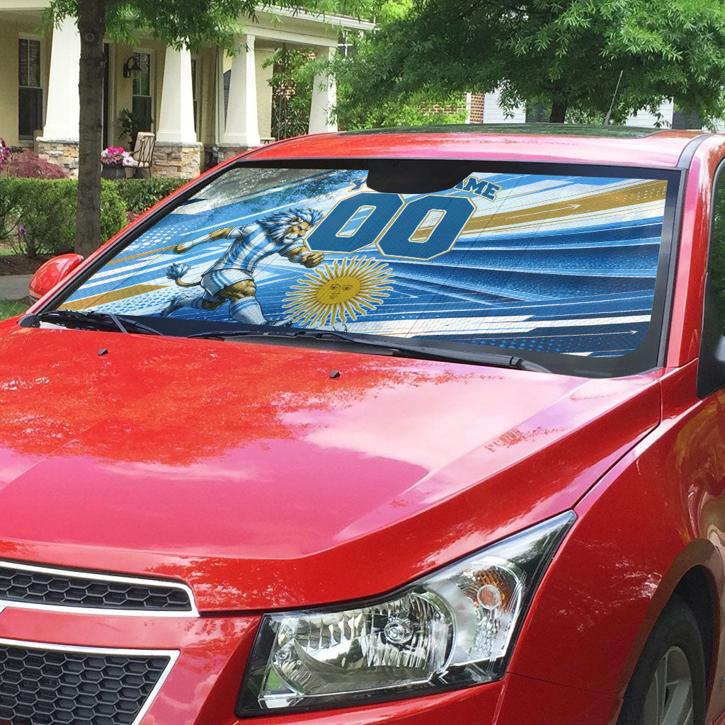 Personalized Argentina Football Champions Auto Sun Shade Sun Of May Lion Mascot - Style of King
