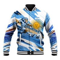 Personalized Argentina Football Champions Baseball Jacket Sun Of May Lion Mascot - Style of King