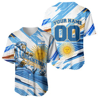 Personalized Argentina Football Champions Baseball Jersey Sun Of May Lion Mascot - Style of King
