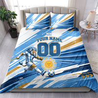 Personalized Argentina Football Champions Bedding Set Sun Of May Lion Mascot - Style of King