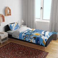 Personalized Argentina Football Champions Bedding Set Sun Of May Lion Mascot - Style of King
