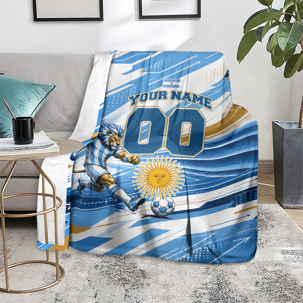 Personalized Argentina Football Champions Blanket Sun Of May Lion Mascot - Style of King